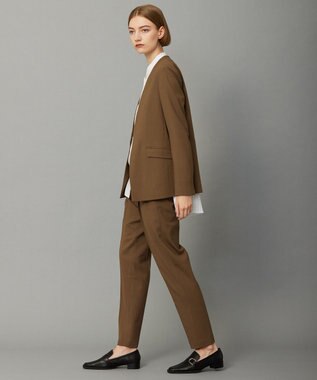 ICB L 【UVケア・洗える】ウール2WAYストレッチ ノーカラージャケット モカ系