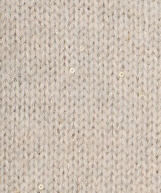 自由区 L 【洗える】ウールカシミヤブレンドラメスパンコールクルーネック ニット ベージュ×ゴールド