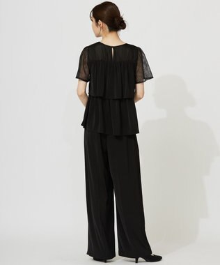 ANY SIS 【洗える】ティアードトップス×ワイドパンツSET ブラック