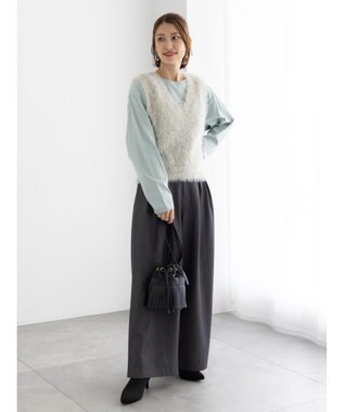 Te chichi シャギーヤーンVネックベスト グレー