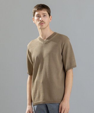 JOSEPH HOMME ラッスルギマ　Vネック半袖ニットＶＮ ベージュ系