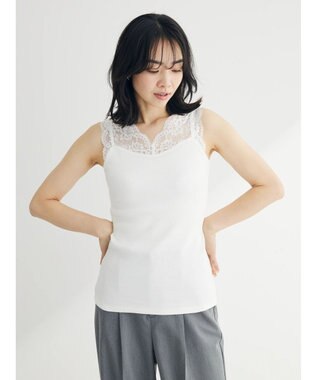 Green Parks レースタンクトップ Off White