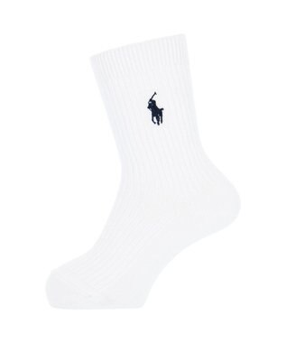 NAIGAI POLO RALPH LAUREN ポロ ラルフ ローレン｜子供 男の子 女の子 キッズ ボーイズ ガールズ｜ワンポイント刺繍 綿混｜リブ クルー丈 スクールソ ホワイト