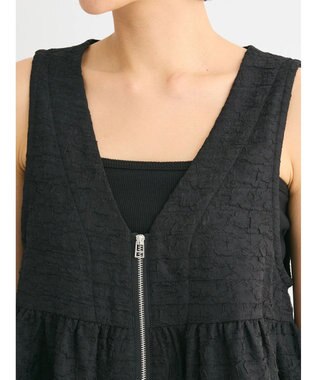 Green Parks ジャガードペプラムＺｉｐベスト Black