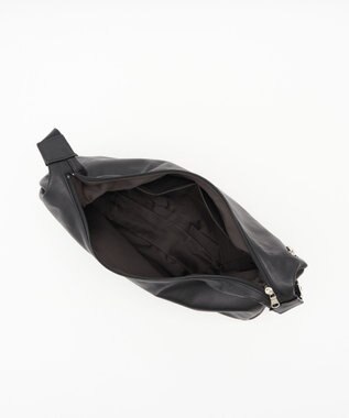 russet ソフトレザーラウンドビッグショルダーバッグ(CE-1325-WEB) Black2（シルバー金具）