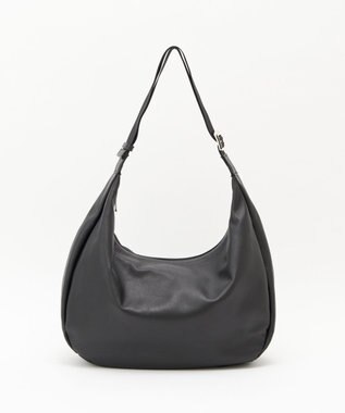 russet ソフトレザーラウンドビッグショルダーバッグ(CE-1325-WEB) Black2（シルバー金具）