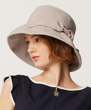 TOCCA 【UV90%以上カット・吸水速乾・抗菌防臭・洗える・サイズ調整可】POINT OF RIBBON BRAIDHAT 帽子 ライトグレー系