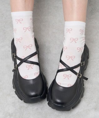 WEGO 総柄リボンクルーソックス