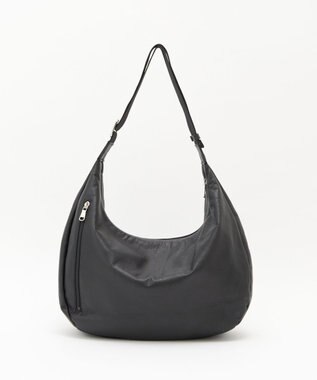 russet ソフトレザーラウンドビッグショルダーバッグ(CE-1325-WEB) Black2（シルバー金具）