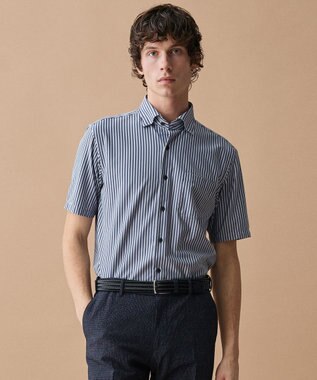  【ジャージー素材・ストレッチ・イージーケア】コンパクトジャージーストライプシャツ