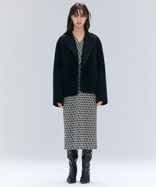 BEIGE， 【andGIRL 秋号掲載】LEMOORE / ウールリバースタンドカラーショートコート Black