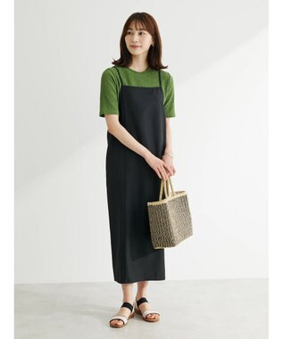 Green Parks 接触冷感　Ｉラインキャミワンピース Black