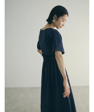 Green Parks armonia.異素材切替ドルマンワンピース Navy