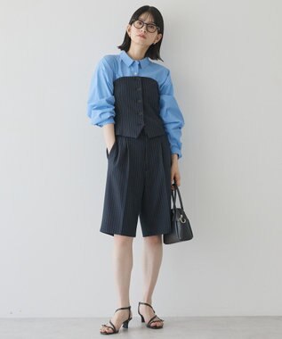 AMERICAN HOLIC 【2WAY】イージーケアフロントボタンビスチェ Stripe Navy