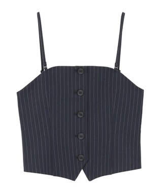 AMERICAN HOLIC 【2WAY】イージーケアフロントボタンビスチェ Stripe Navy