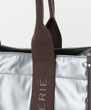 LA BAGAGERIE ソフトエナメル　ロゴテープトートバッグ　Lサイズ ガンメタリック