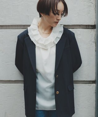 #Newans 【前後着用可能】【高山都さんコラボ】ビッグカラー２WAYブラウス ホワイト