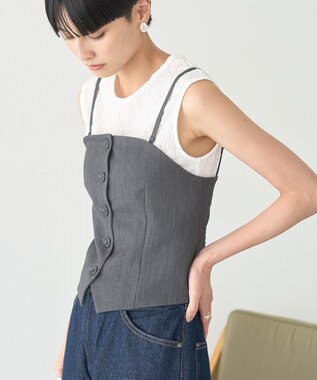 AMERICAN HOLIC 【2WAY】イージーケアフロントボタンビスチェ Gray Mixture