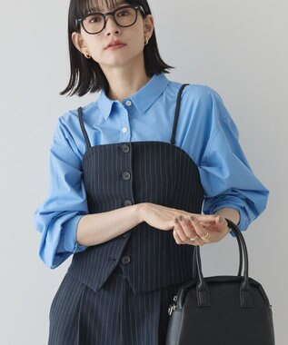 AMERICAN HOLIC 【2WAY】イージーケアフロントボタンビスチェ Stripe Navy
