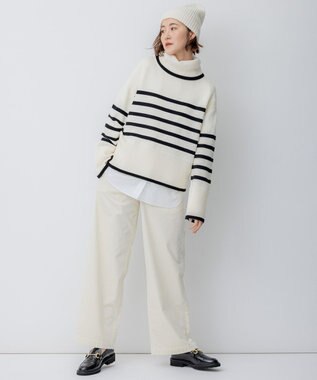 23区 S 【洗える】23区DENIM ベルベットストレッチ ワイドパンツ オフホワイト