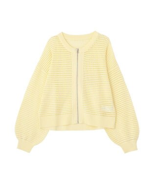 AMERICAN HOLIC 【先行予約】ジップアップメッシュニットカーディガン【WEB限定カラー有り】 Yellow