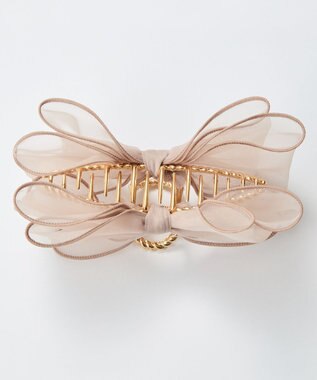 Phoebe ボリュームオーガンジーリボンバンスクリップ　ピンク ピンク