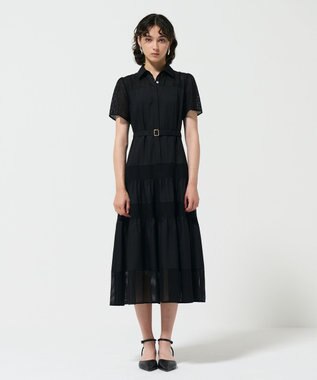 GRACE CONTINENTAL メッシュコンビシャツワンピース ブラック