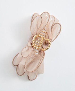Phoebe ボリュームオーガンジーリボンバンスクリップ　ピンク ピンク