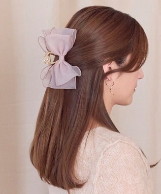 Phoebe ボリュームオーガンジーリボンバンスクリップ　ピンク ピンク