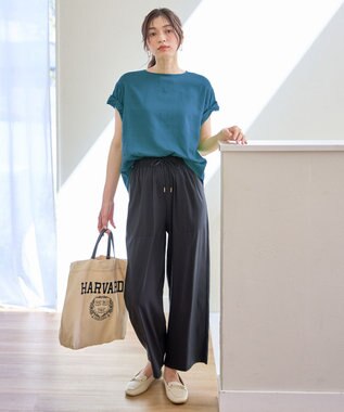 ANY 【新色追加/洗濯機可/ウエストゴム/接触冷感/UVケア/6色展開】清涼リラックスパンツ チャコール