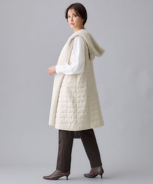 自由区 【洗える】ライトダウン ジレ シャンパンベージュ