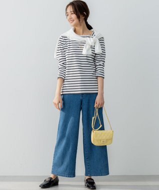 組曲 L ライトデニム セミワイドパンツ ライトインディゴ系