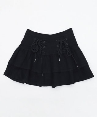 WEGO レースアップティアードミニスカパン ブラック