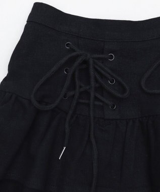 WEGO レースアップティアードミニスカパン ブラック