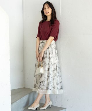 ANY SIS 【接触冷感・UVカット・洗える】ハイストレッチスムースタックスリーブ カットソー ボルドー