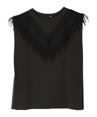 Green Parks ・ＳＵＧＡＲ　ＳＰＯＯＮ　フリンジフレンチＴシャツ Charcoal Gray