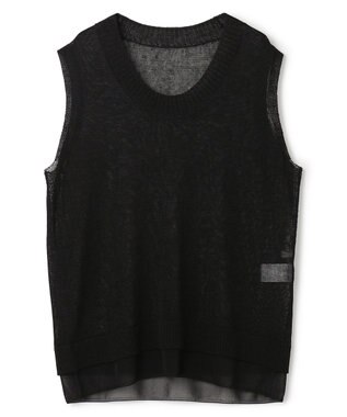 BEIGE， MORION / リネン レイヤードニット Black×Black