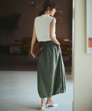 23区 L 【洗える/吊り干しOK】ヴィスコースストレッチ ノースリーブ ニット ホワイト系