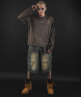 WEGO 【ユニセックス着用ITEM】MA55IVE　コールドダイスウィッチングロゴT（LS） ブラウン