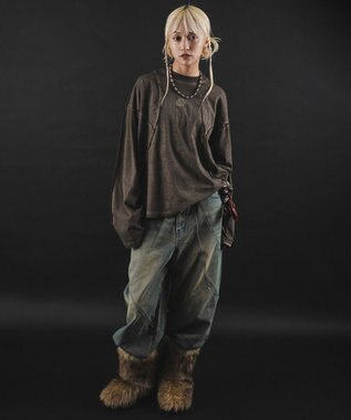 WEGO 【ユニセックス着用ITEM】MA55IVE　コールドダイスウィッチングロゴT（LS） ブラウン