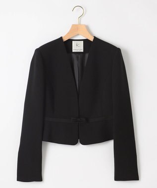 組曲 NOIR 【洗える】ウォッシャブルストレッチバックサテン ジャケット＋ワンピース ブラック系