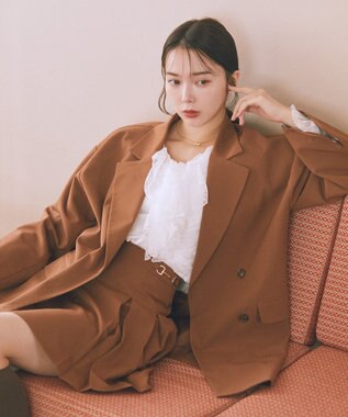 earth music&ecology ＳＥＴ２点ラッフルレースブラウス＋キャミソール Off White