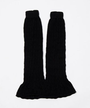 WEGO 透かし編みフリルレッグカバー ブラック