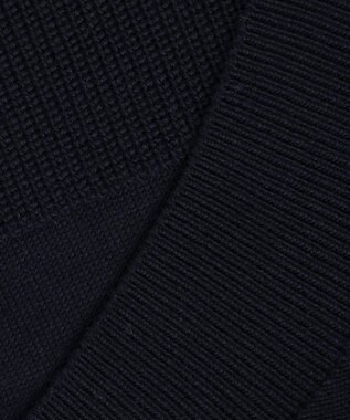 23区 【洗える】ウールコード モックネック 切り替え編み ニット ダークネイビー系