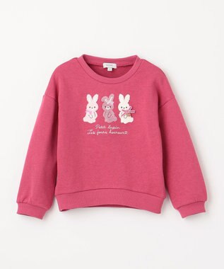 ANY KIDS 【らくっトレーナー】アニマル 裏毛 サガラ刺しゅう トレーナー チェリー（ウサギ）