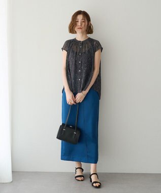 YECCA VECCA シアードット柄ブラウス Black
