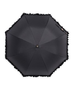 MOONBAT 【晴雨兼用日傘】LANVIN en Bleu (ランバン オン ブルー) 長傘 ドビーフリル 遮光 遮熱 UV ブラック（無地）