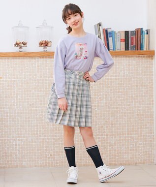 ANY KIDS フォトプリント 長袖 Ｔシャツ ラベンダー×イヌ