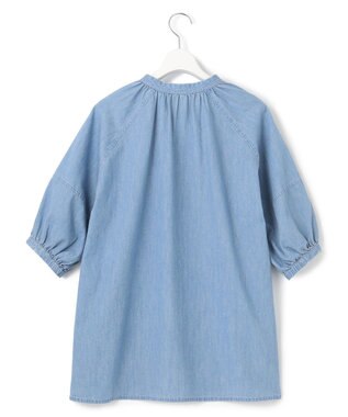 23区 【洗える】ライトダンガリー サマー スキッパーブラウス スカイブルー