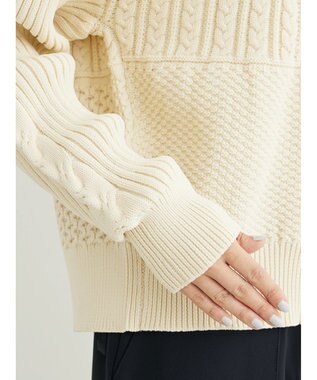 Green Parks ＫＢＦ　２ＷＡＹパッチワークニットカーディガン Off White